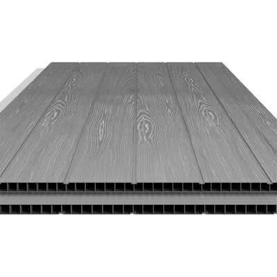 Pro Grade 8ft x 12ft Premium Plastic Double Door Garden Shed - Grey/Anthracite Wood Touch Texture