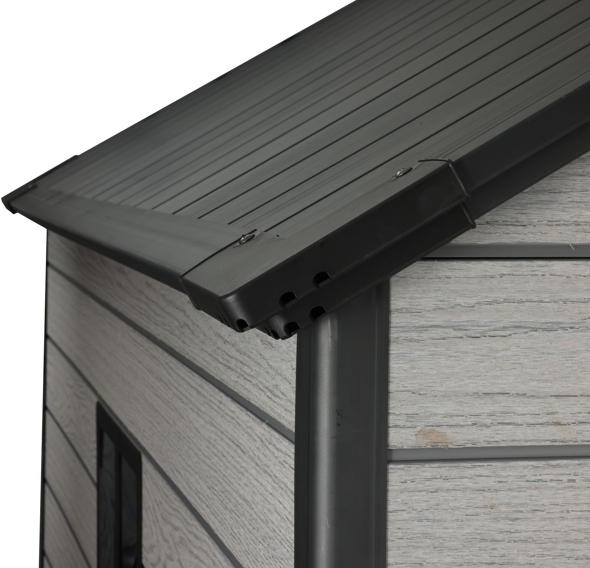 Pro Grade 8ft x 12ft Premium Plastic Double Door Garden Shed - Grey Wood Touch Texture